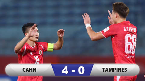 Kết quả CAHN 4–0 Tampines Rovers: Quang Hải lập cú đúp, CAHN đặt 1 chân vào tứ kết